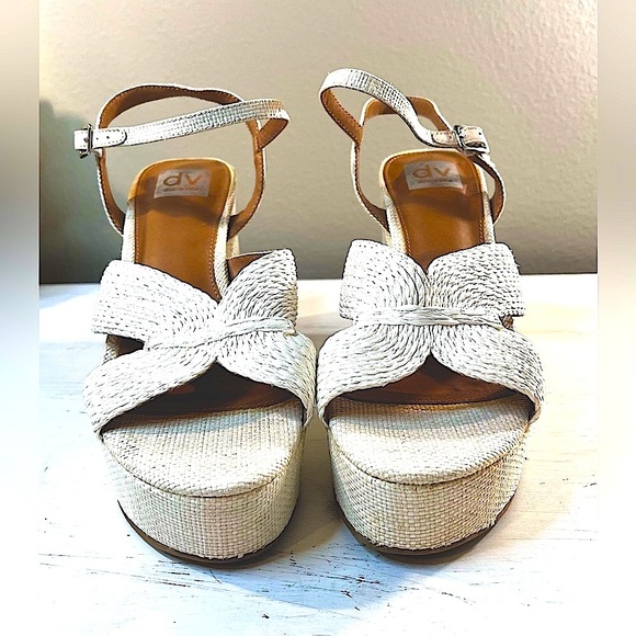 DV Dolce Vita Waylan Raffia Platform Ankle Strap Sandal, White, Size 10 - Picture 2 of 7